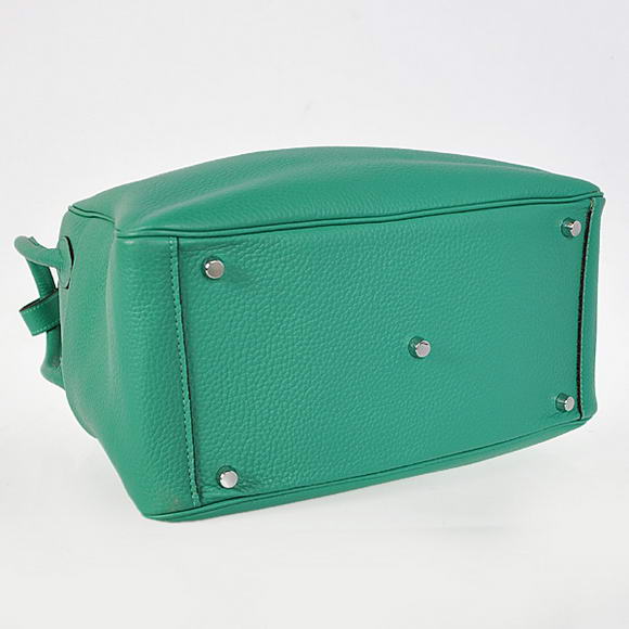 High Quality Replica Hermes Lindy 30CM Havanne Handbags 1057 Green Leather Silver Hardware